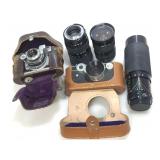 Vintage cameras,  vivitar lens Argus camera and