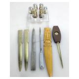 Collection of letter openers and mini Salt and