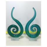 Pair of glass decor. Each approx 11 in.