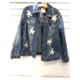 Quaker Factory Denim jacket with poodle patches.