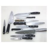 Chop, prep and serving knives. Assorted brands.