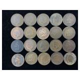 1880-1907 twenty Indian Head Pennies - assorted