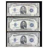 1934 D, 1934 C silver certificate $5 Notes bill