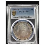 1885 CC MS62 PCGS Mint state Silver Morgan dollar