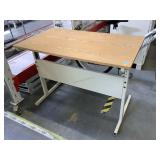 Wood top desk w/metal legs, Approx 4 ft long
