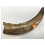 Vintage Scrimshaw Powder Horn - approx. 13 in