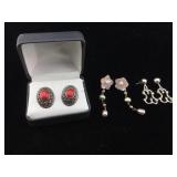3-pairs Sterling earrings