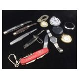Collection of knives and pocket watches