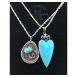 Sterling necklaces with gemstones turquoise