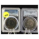 2-Graded Ike dollars PCGS