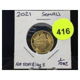 2021 Somali 1/10 oz Gold coin 100 Shillings