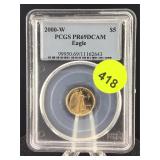 2000 W 1/10 oz gold Eagle PCGS Deep cameo PR69