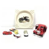 Ford ashtray with die cast model cars and more.