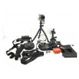 Hero 2 and Hero 3 GoPro cameras with mounts and