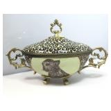 Dominic porcelain decor dish with lid and metal