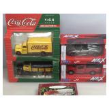 Coca cola and Nex die cast cars. NIB. And more.
