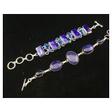 2-Costume jewelry bracelets with colored stones