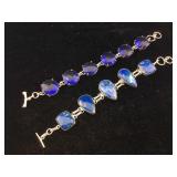 2-Costume jewelry bracelets with colored stones