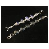 2-Costume jewelry bracelets with colored stones