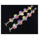 2-Costume jewelry bracelets with colored stones