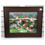Lenticular Picture of koi. Framed to 17x21.