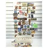 Assorted pins, magnets and more.
