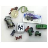 Flip top lighter, Small die cast cars and more.
