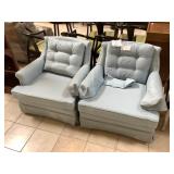 Pair of blue armchairs w/arm covers