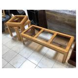 Wood matching coffee table w/side tables, Missing