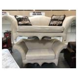 Cream couch and loveseat, Approx 7 ft long