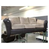 Cream and brown couch, Approx 7 ft long