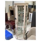 Wood display cabinet w/glass shelves, approx 6 ft