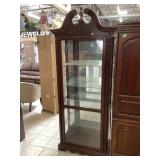 Wood display cabinet w/glass shelves, Approx 6 ft