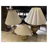 Set of 3 brass table top lamps