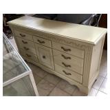 Cream wood long dresser, Approx 6 ft long