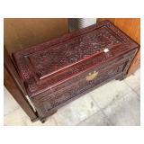 Wood chest w/content, Approx 2.5 ft long