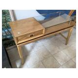 Wood desk w/glass top side, Approx 4 ft long