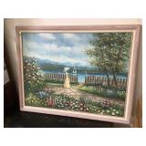 Framed painting signed by artist, Approx 54x42