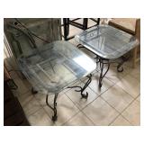 Metal side tables w/glass top