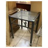 Metal side table w/glass top