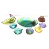 Set of Atisan Glass Trinket Dishes. Signed Set of Atisan Glass Trinket Dishes. Signed