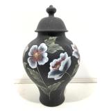 Fenton Signed Hand Painted Black Glass Ginger Fenton Signed Hand Painted Black Glass Ginger