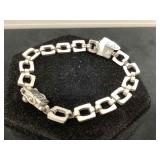 .925 Silver Mexican Square Link Bracelet w/ .925 Silver Mexican Square Link Bracelet w/