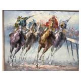 Anthony Veccio Oil on Canvas Horse Racing Anthony Veccio Oil on Canvas Horse Racing