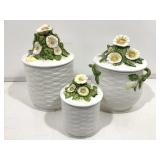 Lefton Rustic Daisy Canister Set