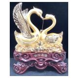 Lucky Swan Resin Sculpture 12.5in