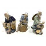 Chinese Glazed Mudman Fisherman. 5in H