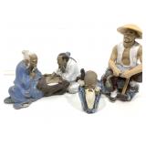 Chinese Glazed Mudman Figurines 8in H Largest