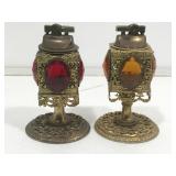Pair of vintage art deco style metal table Pair of vintage art deco style metal table