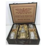 NIB Heritage Pewter USA Decanter and Tumbler set